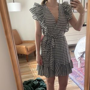 Gingham Flutter Sleeve Dress
